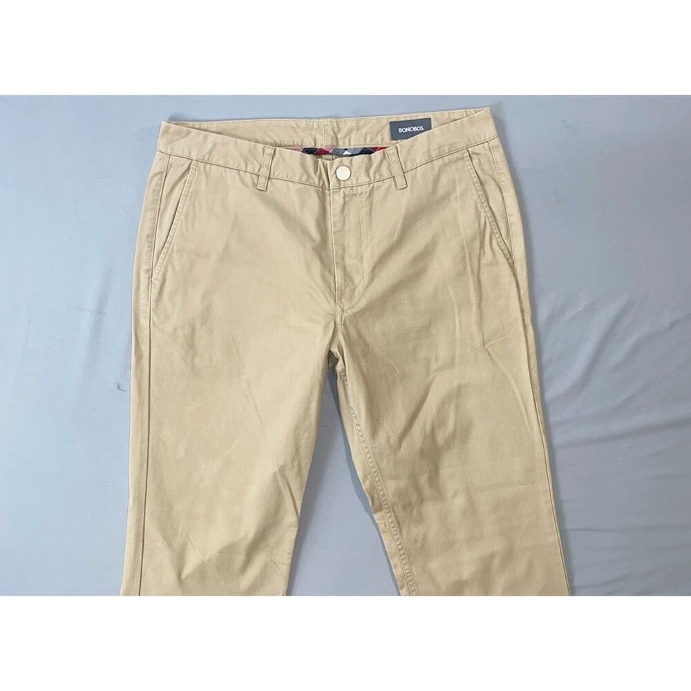 Bonobos Straight Leg Flat Front 100% Cotton Chino Pants. Beige, Men's 34X34. EUC